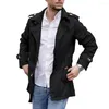 Herrgravrockar Fall Coat Stylish Mid Length Windproof Casual Streetwear Jacket med Lapel -knappdekor för våren