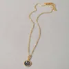 Pendant Necklaces Coin Glaze Process Chain Necklace Real Gold Plated Link Torque Jewelry