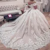 Gorgeous Lace Princess Wedding Dress Corset Bodice Ball Gown off Shoulder Short Sleeve 2020 Luxury Bridal Gowns Custom Size Plus260M