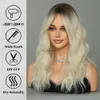 Parrucche sintetiche ombre leggera bionda lunghe parrucche ondulate con frangetto parrucca sintetica per donne capelli naturale cosplay feste giorni usa quotidianamente resistenza al calore hkd230818