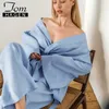 Damen zweiteilige Hosen Sommer -Chic und elegante Hosenanzug Baumwollwäsche Set Frauen Top dünn weich