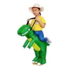 Cosplay kind volwassen unisex Boy Girl opblaasbaar groen dinosaurus kostuum Kinderen Kindergangen Performance Halloween Carnival Party 230818