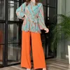 Pantaloni da donna a due pezzi Donne da donna sciolta in pizzo top set da camicia set di maniche per maniche femminile Fashion Spring Streetwear Matching Set 230817