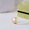 Anéis de designer de alta qualidade 4/ quatro anéis de trevo de folhas moda anéis femininos Mãe dos anéis de pérola tamanho 5-9