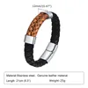 Bracelets de liaison double couche ronde en cuir authentique pour hommes