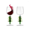 Wine Glasses Creative Christmas Tree Cup Safe Lead-free Thick Solid High Glass Party Kitchen Temperature Resistancedecoration Goblet