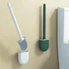 Badezubehör -Set Toilettenbürstenreiniger Hanges Silikon mit langem Griff Flexible Badezimmer Schnelltrocknungshalter Zubehör