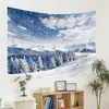 Tapestries Snow Forest Tapestry Trees in Snowy Jungle Wall Hanging Blanket Winter Scenery Tapestries for Bedroom Living Room Wall Decor