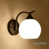 Wall Lamp Nordic LED Iron Art Warm Corridor Study Bedroom Fashion Glass Living Room