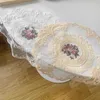 Table Mats 28CM Christmas Wedding Decoration Round Lace Placemat Embroidered Anti-Scald Cup Mat European Style Desktop