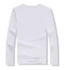 Men's T Shirts Customized LOGO 2023 Fashion Casual Long Sleeve Round Neck Pullover White Top T-shirt