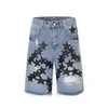 Men's Jeans Zongchi Clothing Society Denim Shorts American Ragged Star Embroidered Loose Casual Capris