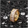 Bands anneaux Drop Livraison 2021 Fashion Mens Hip Hop Bijoux Hip High Quality Gold Sier Iced Out Ring Oalyj DHPQW