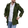 Men's Trench Coats Regular Fit Coat Men Loose Stylish Mid Length Windproof Casual Streetwear Jacket With Lapel For Fall