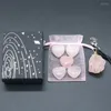 Серьги ожерелья устанавливают натуральные розовые кварцевые кварцевые формы сердца каменные агаты подвеска для женщин мужчины ювелирные вечеринки подарки