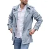 Men's Trench Coats Lapel Collar Coat Stylish Mid Length Windproof Casual Streetwear Jacket With Button Decor For Fall