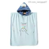 Blankets Swaddling Cartoon hooded bath towel rain cape children's soft baby towel bag absorbent baby bath towel hooded blanket newborn Z230818