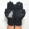 Fem fingrar handskar vinter faux ull tjock varm stickad rolig kreativ tecknad kattfågel oregelbunden lapptäcke palm utomhus vantar 230818