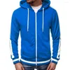 Erkek Hoodies Cepler Tasarım Hoodie Ceket Kontrast Renk Düzenleme Şeridi Şık Slim Fit Polar Astar Sweatshirt Dış Giyim