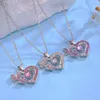 Pendant Necklaces Romantic Love Heart-shaped Butterfly Necklace For Women Hollow Letter I You Clavicle Chain Girlfriends Gift Jewelry