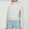 Vestes pour femmes LU-88248 Yoga Demi-fermeture à glissière Scuba Hoodie Trou pour le pouce Épais Manteau à capuche Sports Gym Fitness Veste pour femme Pull Mode et loisirs Z230818