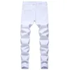 Herrenhose Herren weiße Jeans Mode Hip Hop Ripped Dünne Männer Denimhose Schlanker Fit Stretch Disteltee Reißverschluss Jean Hosen Hochqualität 230817