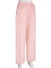 Pantalon femme WeiYao à lacets rose Cargo taille haute Y2k Streetwear côté rayure Baggy pantalons de survêtement femmes droite décontracté Style coréen