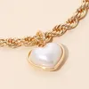 Colares pendentes Pérola Pearl White Love Colar Twist Chain de ligas européia e americana Jóias de moda individuais femininas