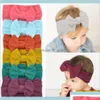 Headbands Girls Headband Baby Bowknot Turban Girl Solid Soft Headwraps Kids Boutique Princess Nylon Fashion Po Hair Accessories 61Mnu Dh6Ik