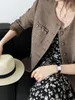 Ternos femininos femininos caem marrom marrom com grande jaqueta de blazer trabalho casual escritório de manga longa moda de negócios roupas comerciais