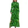 Robes décontractées St Patrick's Day Robe à manches longues Green Lucky Shamrock Elegant Maxi High Wiston Design Beach Birthday