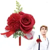 Fiori decorativi nozze boutonniere | Rose Corsage Flower Groom e Man Boutonnieres con artificiale per gli anniversi