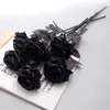 Dekorativa blommor kransar ny ren svart singel rose bukett halloween spökfestival skräck gotisk stil mörk serie dekoration hem trädgård rum dekor hkd230818