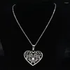 Pendanthalsband 2023 Fashion Flower of Life Heart Silver Color Halsband för kvinnor Rostfritt stål Uttalande smycken Joyas N19681