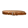 Bälten fulla av personlighet Retro Men's Leather Lead Layer Real Needle Buckle Casual Trend Belt