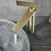 Bathroom Sink Faucets Luxury Brushed Gold Mixer Single Handle With Metal Finish And Cold Water Washbasin Undercounter Basin Taps