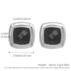 Stud Earrings 11mm Square Black CZ Bezel Setting Trendy 17mm White Gold Plated Jewelry For Women