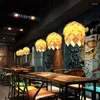 Pendant Lamps Chandelier Creative Personalized Restaurant Pot Shop Commercial Pine Nut Lamp Chinese Zen Tea Room Wooden Art