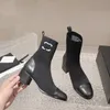 Bottes de chaussettes de concepteur de luxe Chaire des femmes de cheville chaussure en cuir hiver