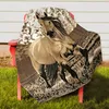 Filtar Western Galloping Horse Throw Filte Lightweight Soft Warm Flannel For Bed Couch Soffa Living Room Brown 230817