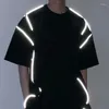 Heren t shirts zomer reflecterend shirt heren mode katoen oversized t-shirt streetwear Korean losse korte mouw t-shirt heren top m-2xl