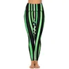 Pantalones activos Leggings de estampado de color rayas verdes de yoga Casual Stretch Legging Lady Graphic Out Sports medias deportivas