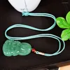 Pendant Necklaces Natural Green Dongling Guanyin Buddhist Jewelry