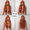 Synthetic Wigs Synthetic Wigs for Women Ginger Orange Long Wavy Wigs with Bangs Heat Resistat Natural Wave Cosplay Party Hair HKD230818