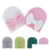 Beanie/Kafatası Kapakları bebek şapkası Yenidoğan Beanie Big Bow Yeni Doğuşlu Popografi Props Kız Kapı Bahar Sonbahar Toddler Bebek Aksesuarları 0-6m Drop DH4E7