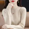 Women's Sweaters Autumn 100 Wool Sweater Female Low Crewneck Loose Knitwear Anti-pilling Pullover Long Sleeve For Women 2023