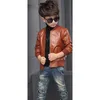 Jackets Boys Coats Autumn Winter Fashion Korean Children's Plus Velvet Warming Cotton PU Coather Jacket para 38y Kids Outerwear 230818