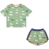 Roupas Conjuntos 2023 Verão coreano Prank Baby Top Shorts Cotton Print Boys and Girls Sports Fin Sports Sports 230818