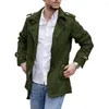 Herrgravrockar Fall Coat Stylish Mid Length Windproof Casual Streetwear Jacket med Lapel -knappdekor för våren