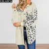 Womens Jackets Winter Clothes Jacket Leopard Print Tops Long Sleeve Corduroy Streetwear Shirt Outwear Autumn Coats Women Luxury Fashion 230817